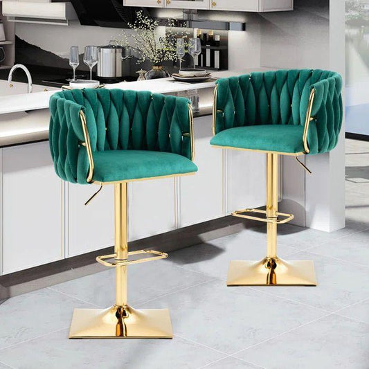 luxe bar stools green gold
