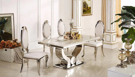 silver white luxury dining chair