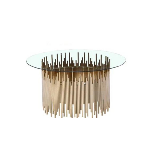 round gold dining table glass top