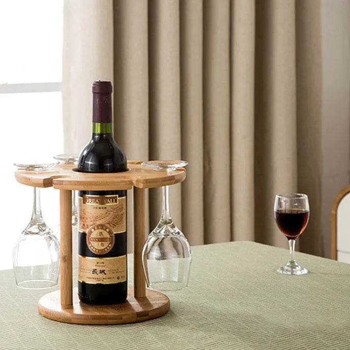 Bamboo countertop wine glass rack